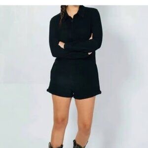 ATWYLD No Service Jumper Black Herringbone Cotton Romper